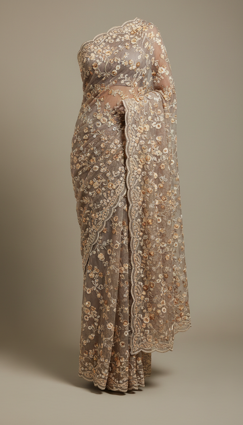 Embroidered Chiffon Saree